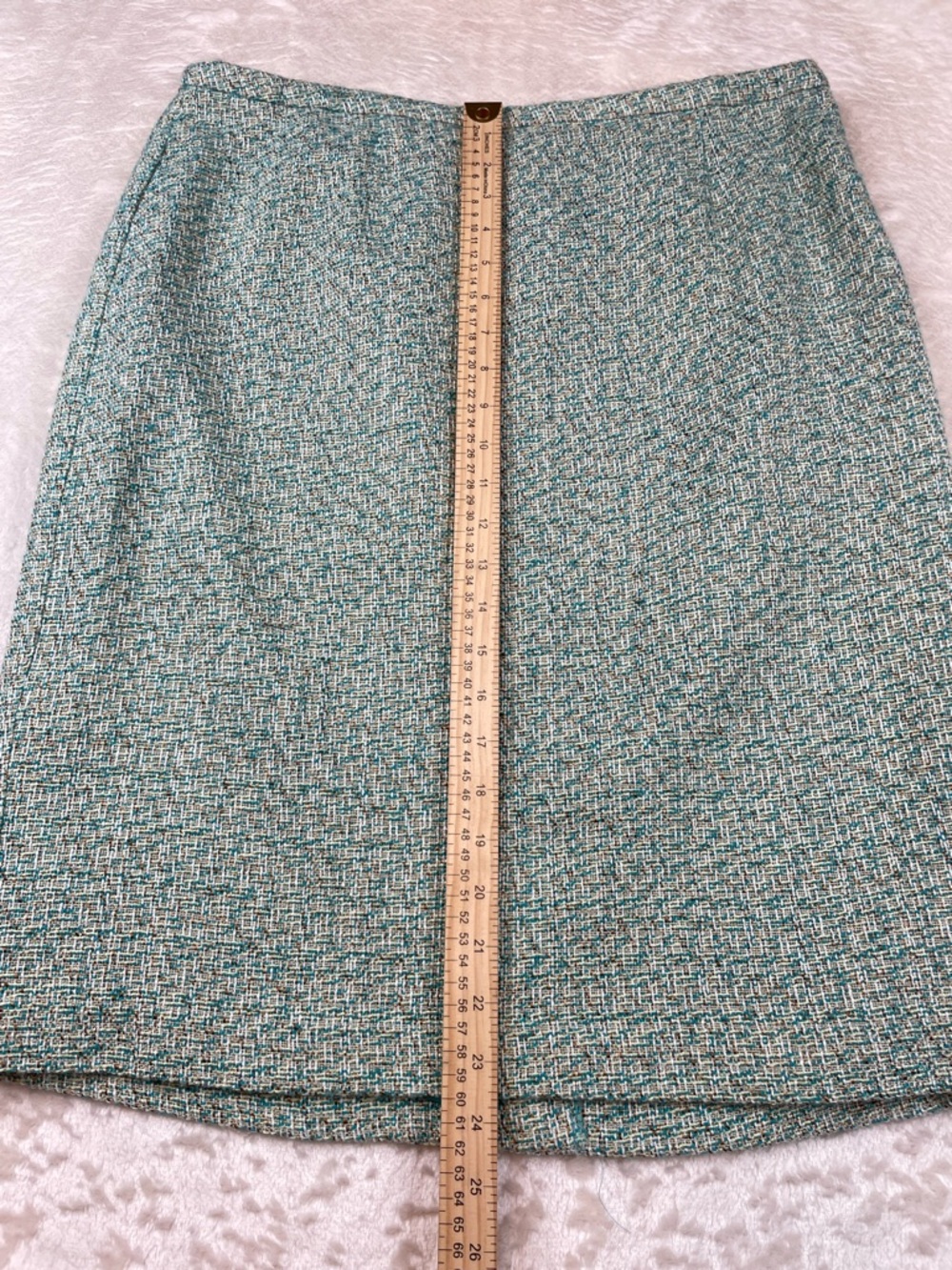 Sag Harbor Teal and Green Tweed Pencil Skirt - Picture 4 of 7